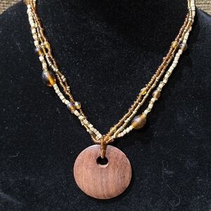 Maurices Multi-Strand Necklace with Brown Pendant